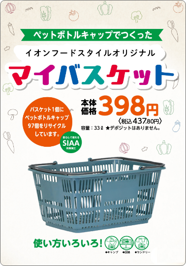 ペットボトルキャップでつくったマイバスケット